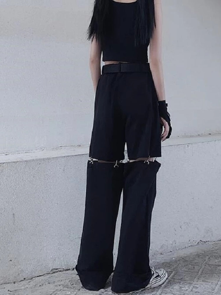 Techwear Gothic Black Cargo Pants