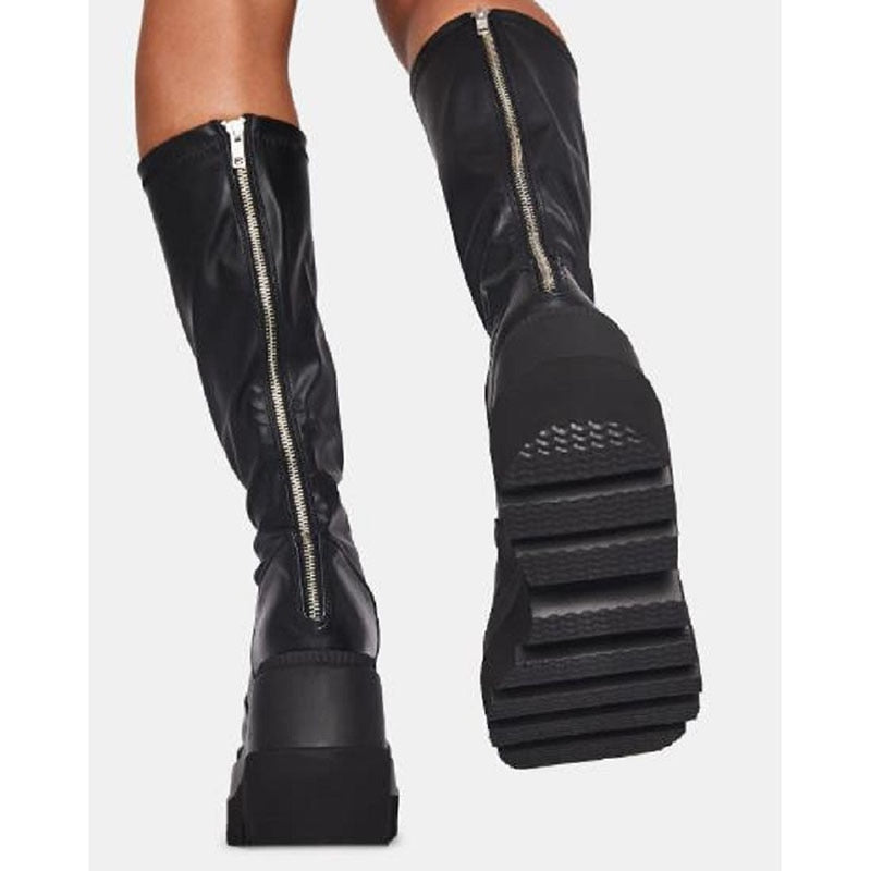Gothic Winter Wedge Heel Boots