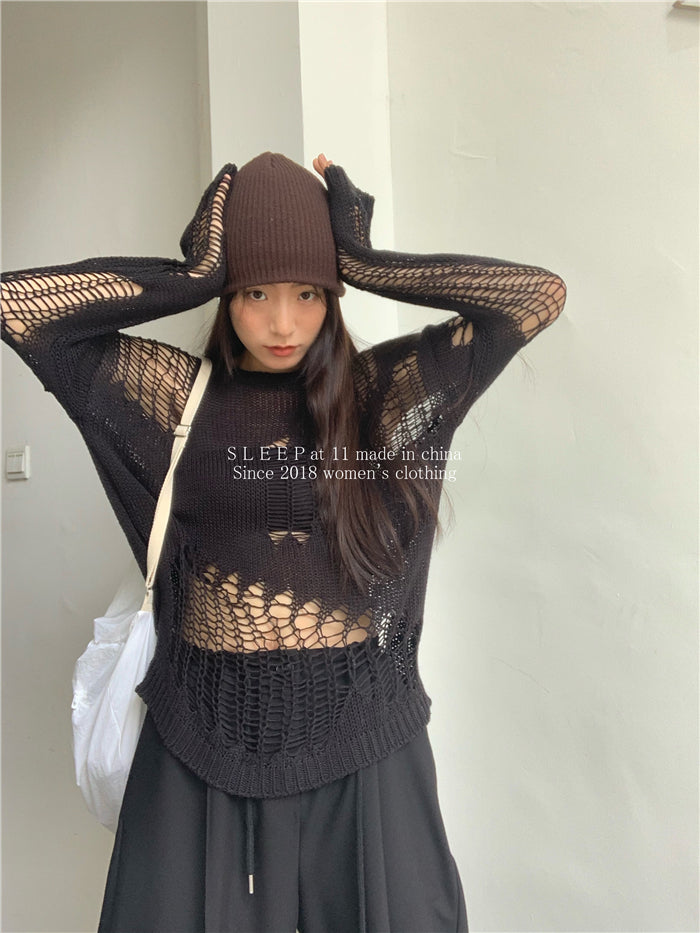 Gothic-inspired Sweater with hollow out design, perfect for a bold and edgy look