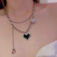 Gothic Layered Chain Necklaces with Retro Heart and Butterfly Pendants