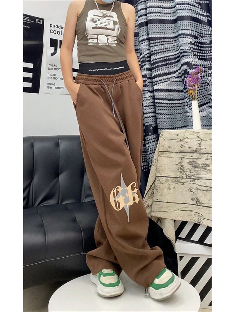 Gothic Brown Joggers Sweatpants