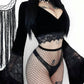Lace Patchwork Flare Top for a Gothic Look: Achieve a gothic look with this lace patchwork top that adds a touch of elegance and flair to your outfit.