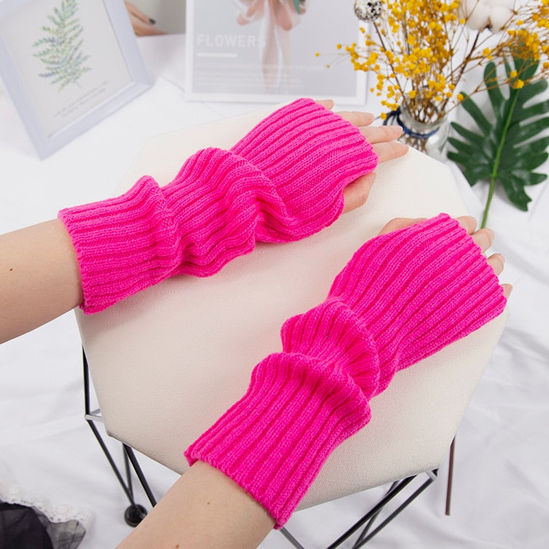 Gothic Women Fingerless Anime Gloves Arm Warmers