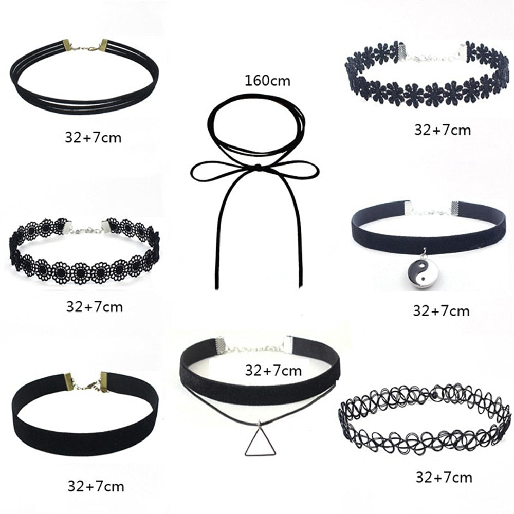 Gothic Leather Velvet Choker Necklaces