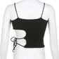 Gothic Black Tie Up Mini Vest