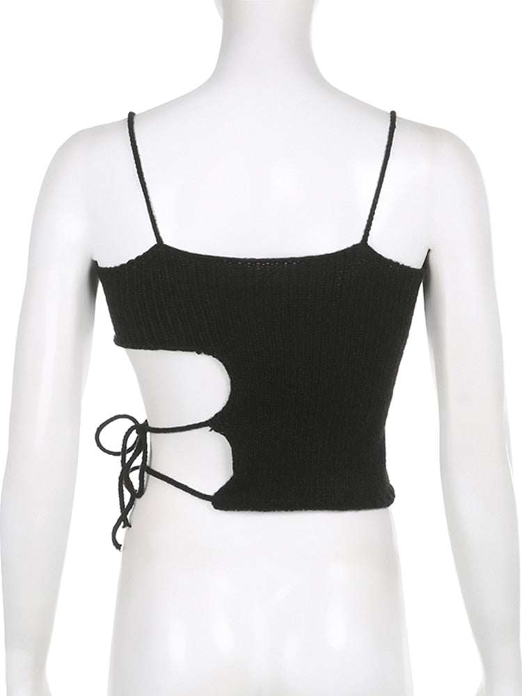 Gothic Black Tie Up Mini Vest