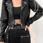Gothic Faux Leather Cropped Jacket with Chains