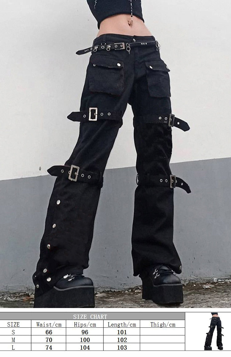 Eyelet Buckle Cyber Punk Baggy Jeans Y2K