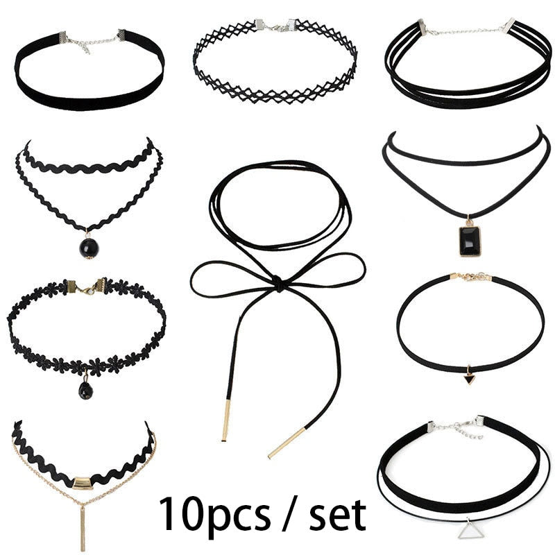 Gothic Leather Velvet Choker Necklaces