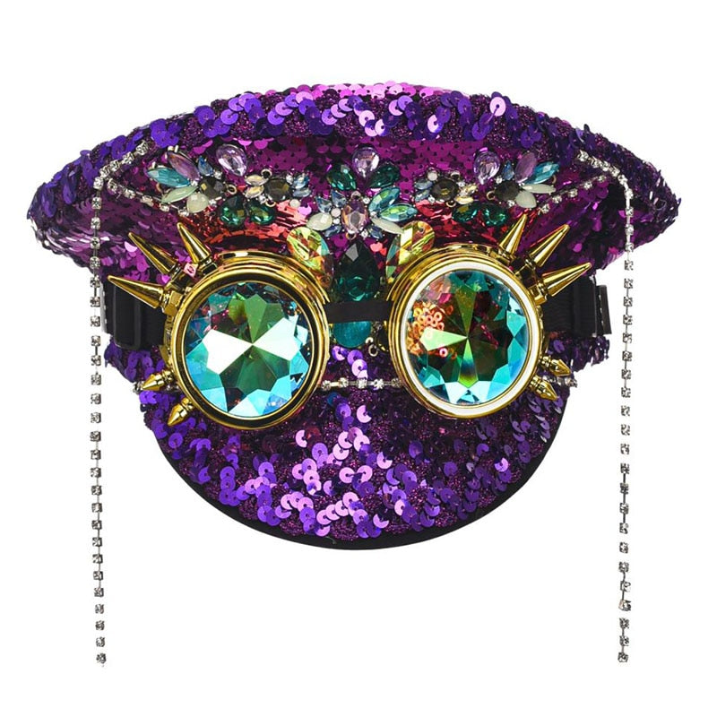 Luxury Gothic Adult Party Hats Covered in Glass and Gems