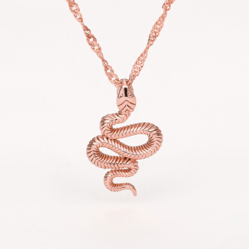 Gothic Chain Necklace with Biting Snake Pendant