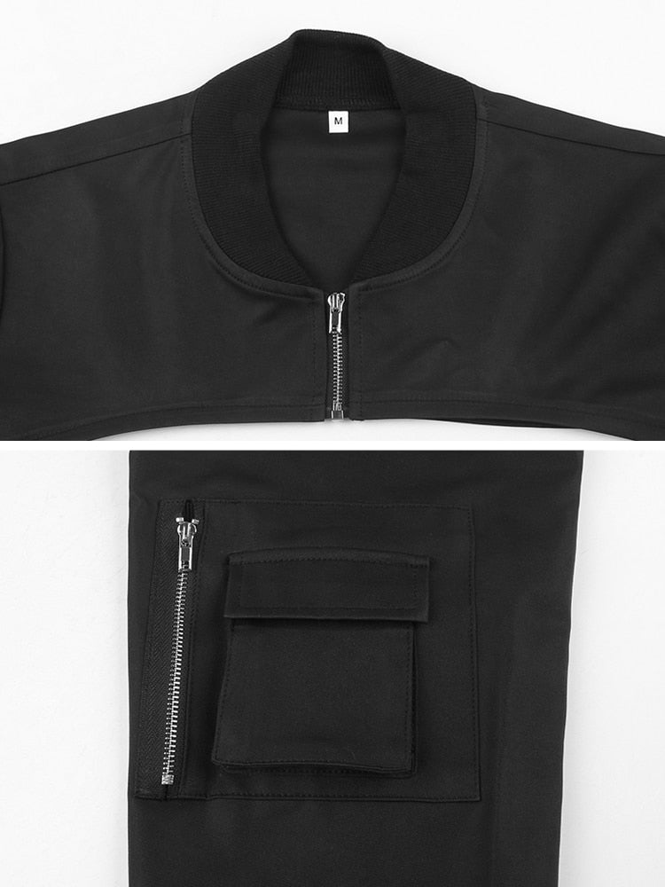 Women's Gothic jacket with short hem and belted waist for a bold look