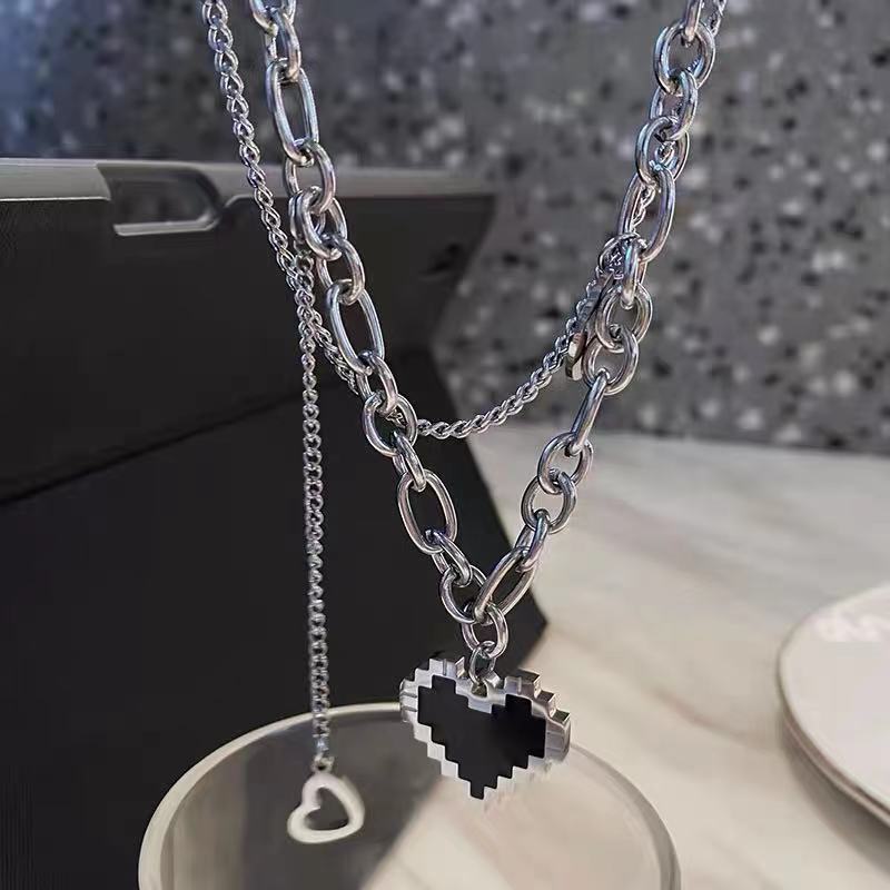 Gothic Layered Chain Necklaces with Retro Heart and Butterfly Pendants