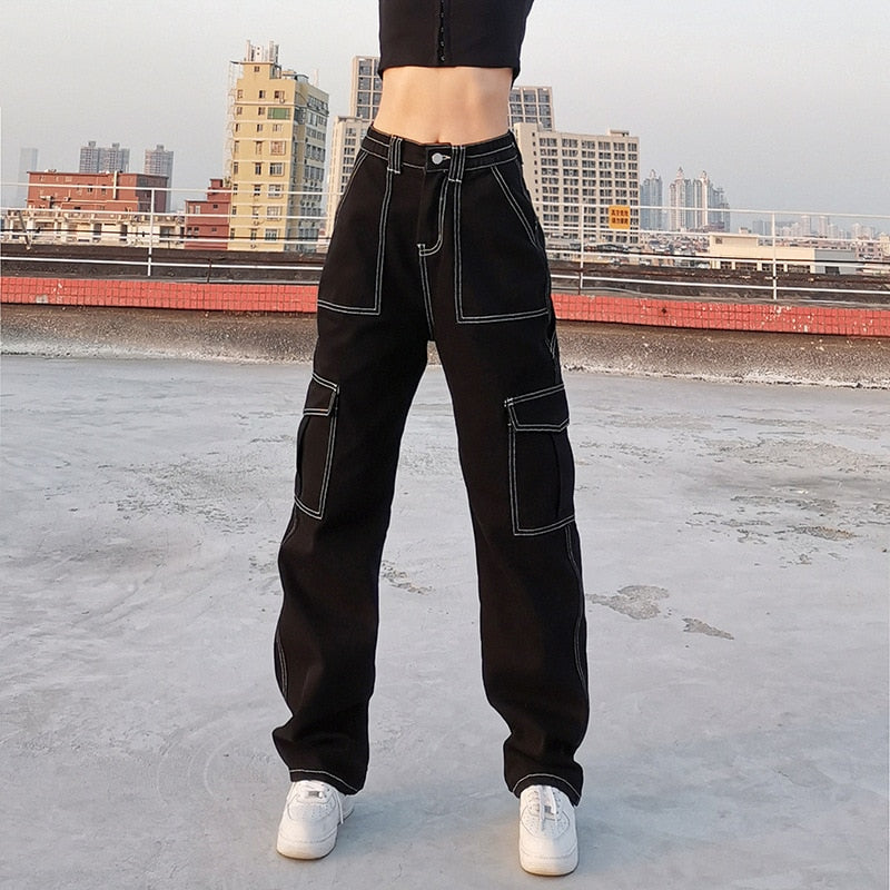 Eyelet Buckle Cyber Punk Baggy Jeans Y2K