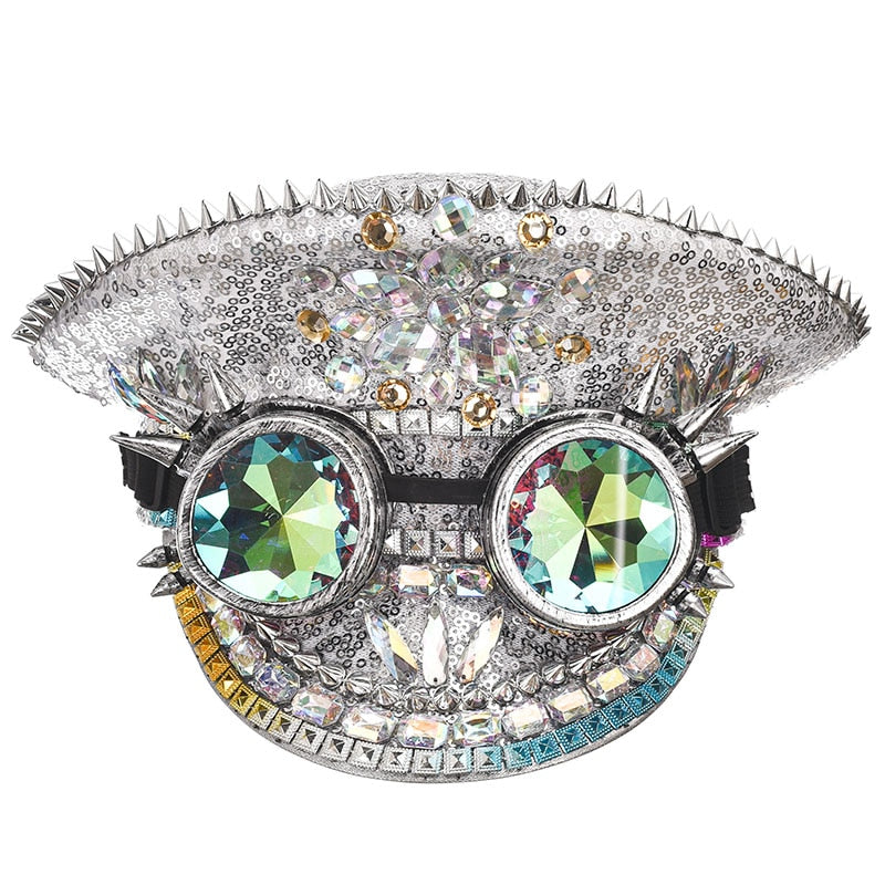 Luxury Gothic Adult Party Hats Covered in Glass and Gems