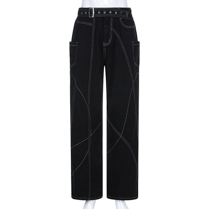 Gothic Black Wide Leg Jeans