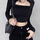 Gothic Cut-Out Black Harajuku Crop T-Shirt -