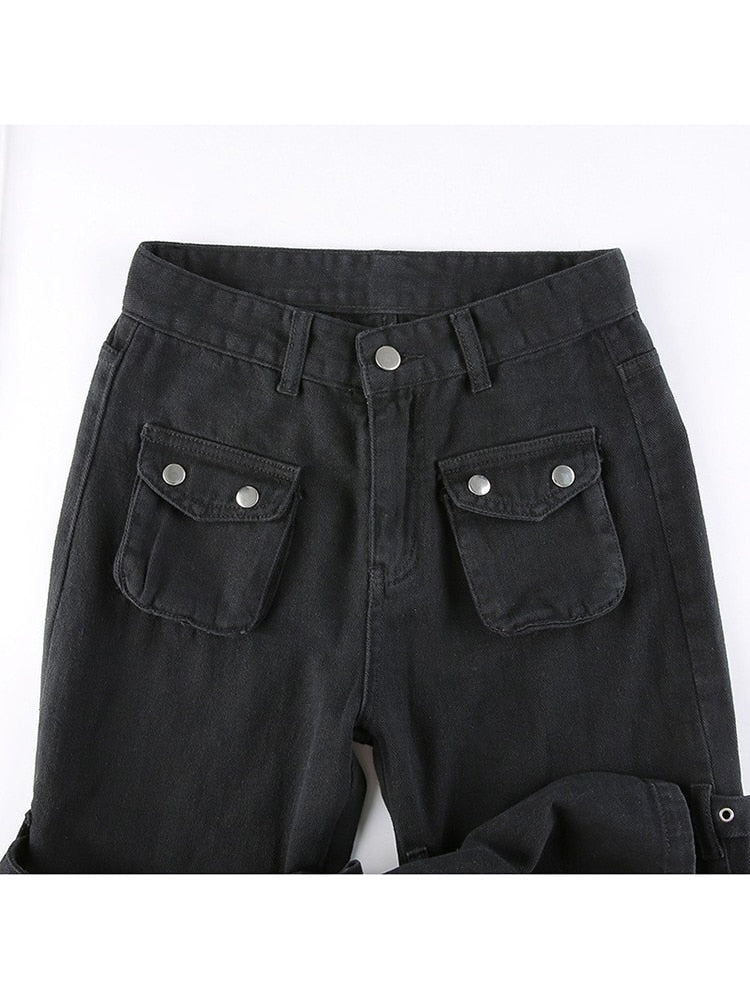 Eyelet Buckle Cyber Punk Baggy Jeans Y2K