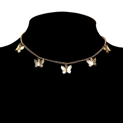 Gothic Layered Chain Necklaces with Retro Heart and Butterfly Pendants