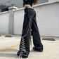 Gothic Lace Splice Baggy Jean with chains.