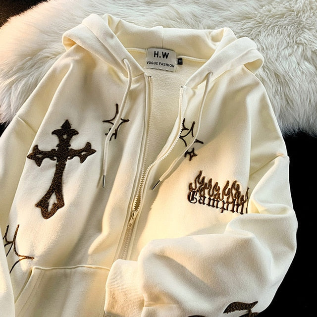 Gothic Retro Embroidery Jacket Hoodies