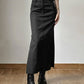 Gothic Casual Tag Split Women Midi Skirt