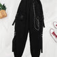 Punk Black Cargo Pants With Chain