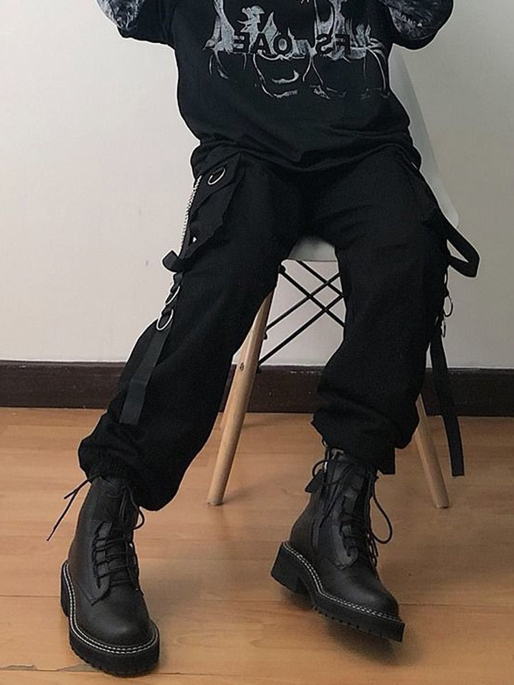 Gothic High Waist Techwear Trousers