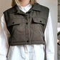 Gothic Army Green Waistcoat with Large Pockets