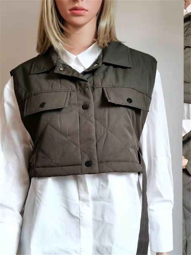 Gothic Army Green Waistcoat with Large Pockets