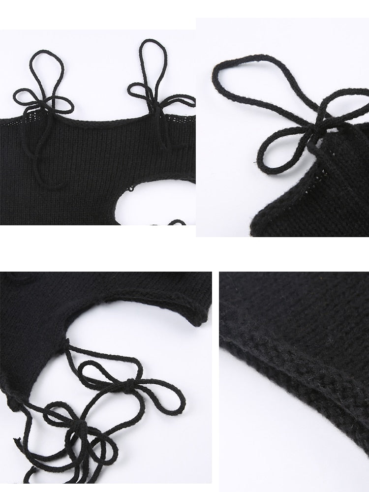 Gothic Black Tie Up Mini Vest