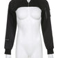 Gothic-inspired black jacket with quilted details and silver-tone hardware