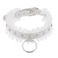 Gothic Leather Choker Necklace with Ring and Ribbon