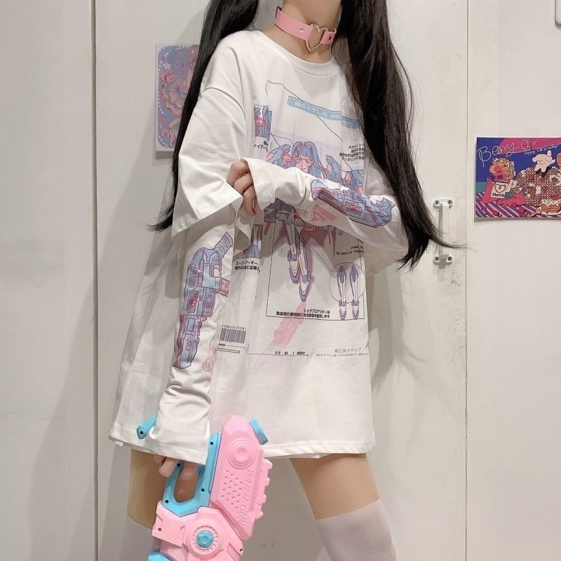 Egirl Summer anime Split Sleeves Tee Shirt