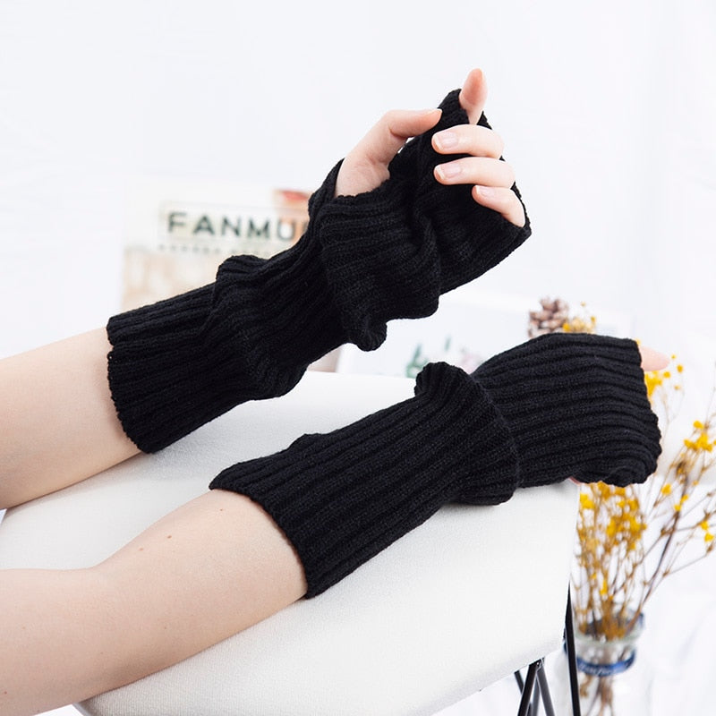 Gothic Women Fingerless Anime Gloves Arm Warmers