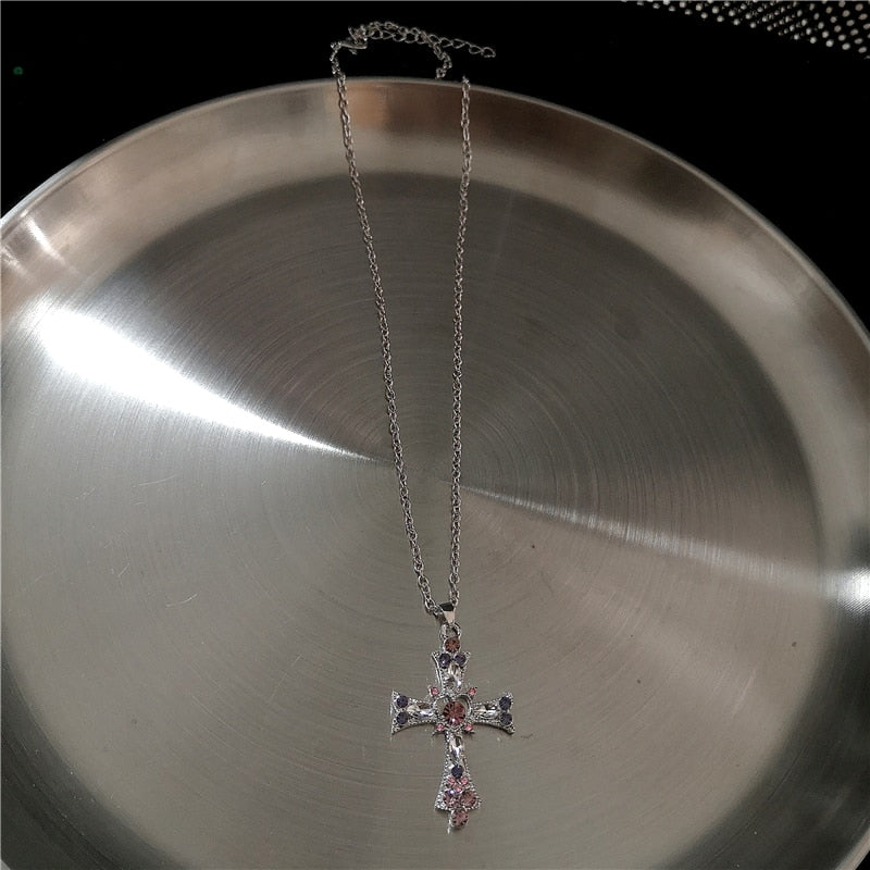 Kpop Gothic Heart Cross Necklace