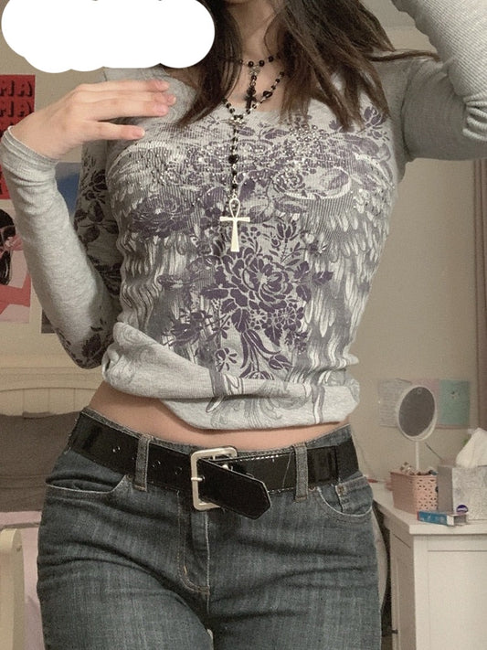 Gothic Printed Crop Top T-Shirts