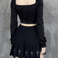 Gothic Black V-neck Crop Top
