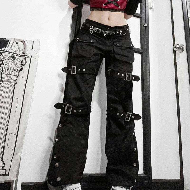 Gothic Emo Alt Cargo Pants Techwear