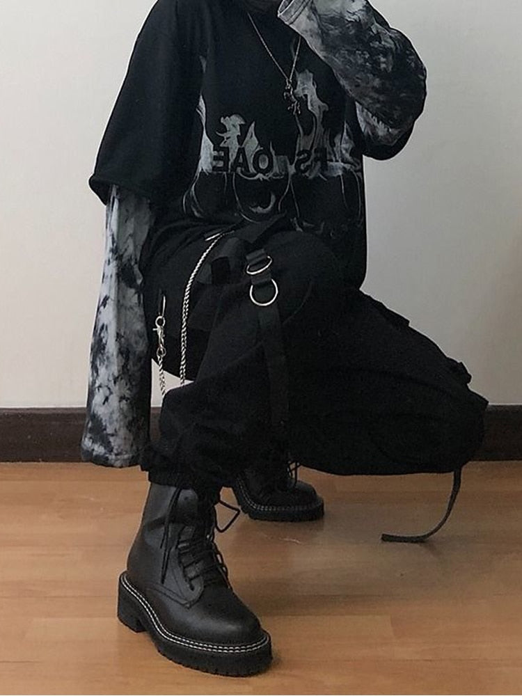 Gothic High Waist Techwear Trousers