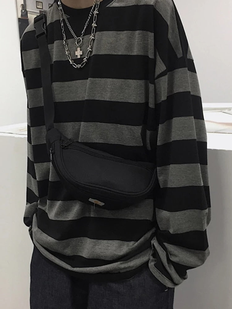 Gothic Striped Shirt Streetwear