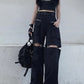 Techwear Gothic Black Cargo Pants