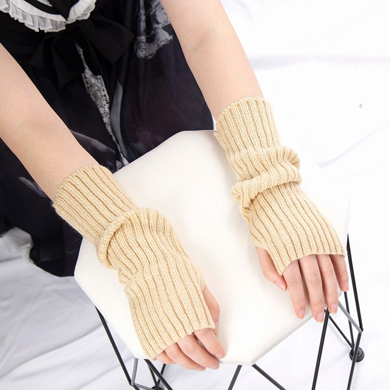 Gothic Women Fingerless Anime Gloves Arm Warmers