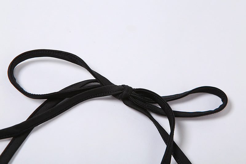 "Black T-Shirt with Gothic vibes and adjustable drawstring"