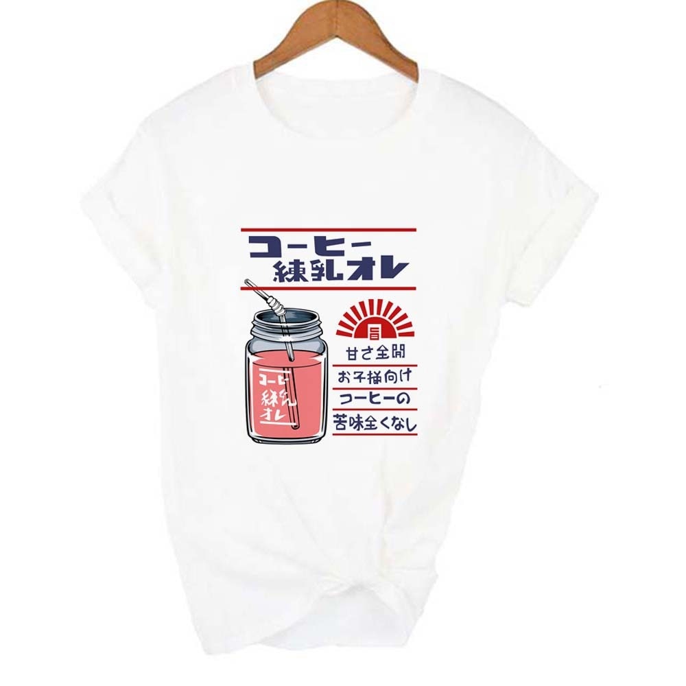 Japanese 90s Aesthetic Strawberry T-Shirt in white with cute strawberry graphic