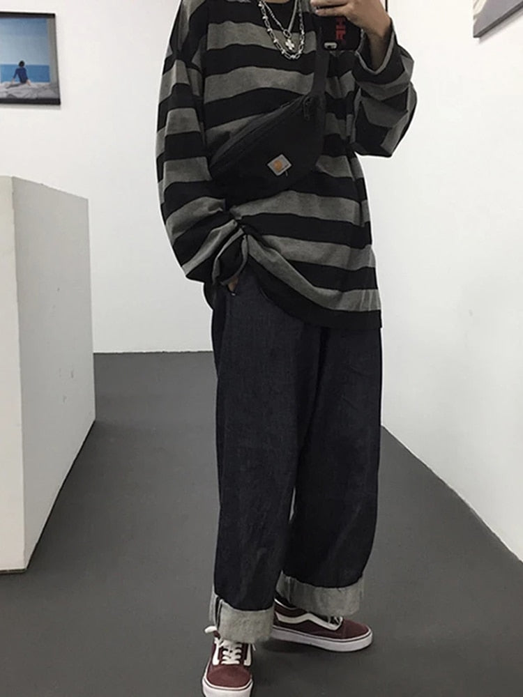 Gothic Striped Shirt Streetwear