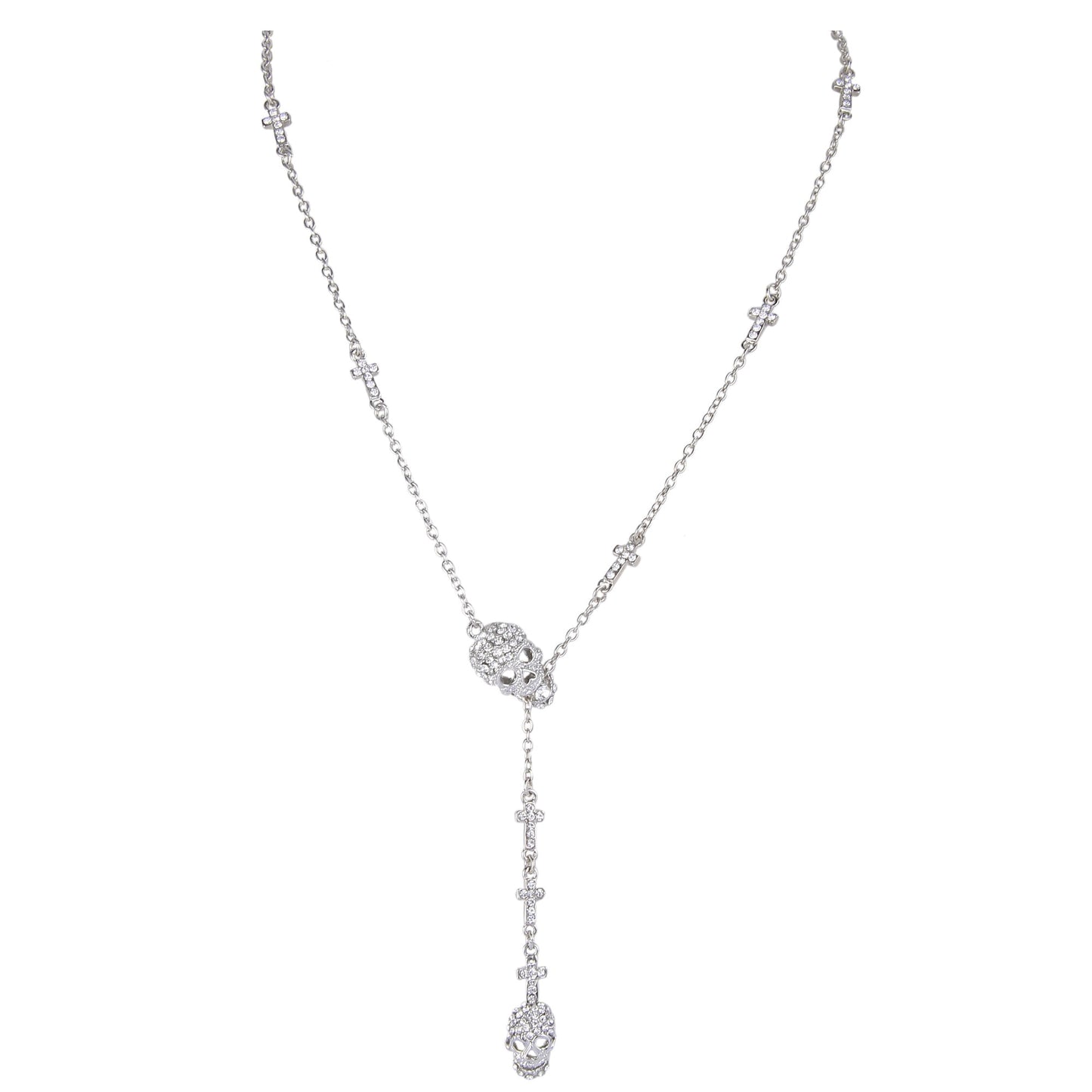 Gothic Thin Chain Necklace with Multiple Skull and Skeleton Pendant Designs