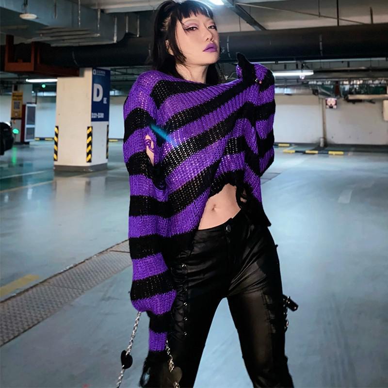 Aesthetic striped jumper with a grunge and alternative vibe