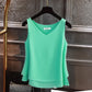 Summer Sleeveless Chiffon Blouse Solid V-neck