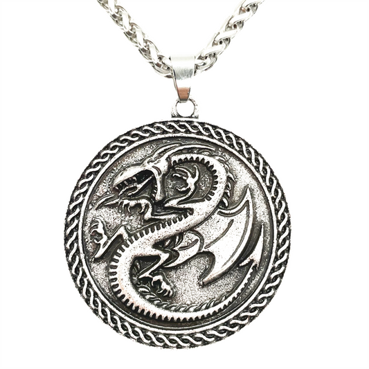 Gothic Viking Dragon Pendant Necklace